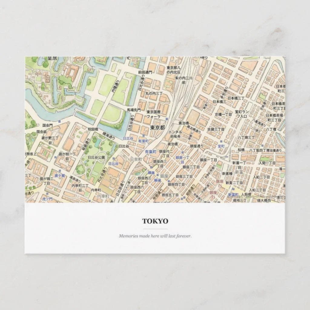 Map Illustration of tokyo-postcard